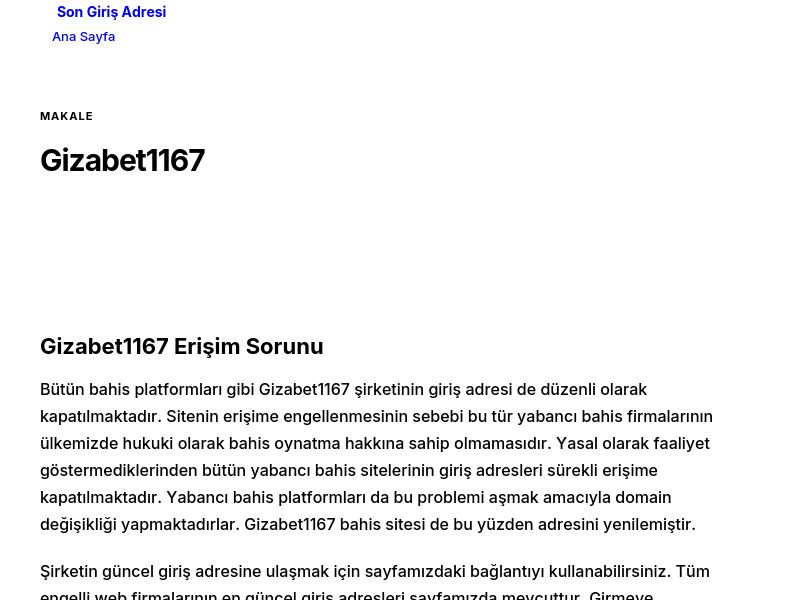 Gizabet1167 - Son Giriş Adresi - Ekran Görüntüsü