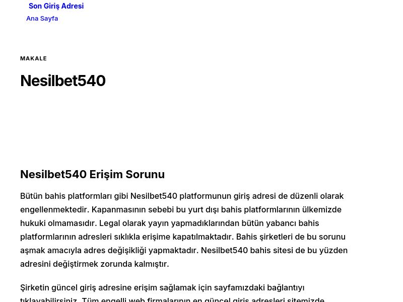 Nesilbet540 - Son Giriş Adresi - Ekran Görüntüsü