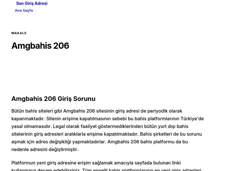 Amgbahis 206 - Son Giriş Adresi - Ekran Görüntüsü