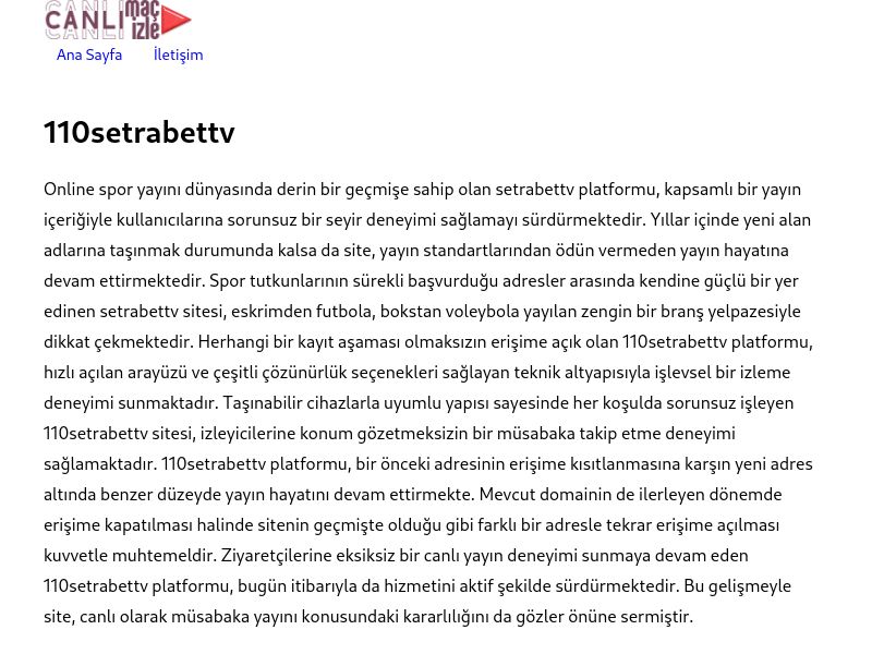 110setrabettv Güncel Link - Ekran Görüntüsü