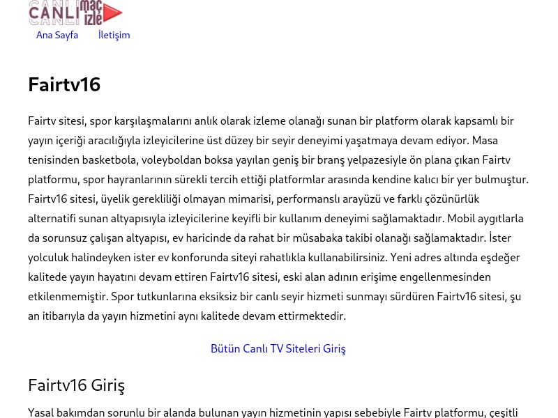 Fairtv16 Güncel Link - Ekran Görüntüsü