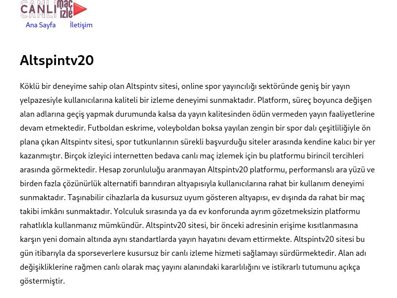 Altspintv20 Giriş Adresi - Ekran Görüntüsü