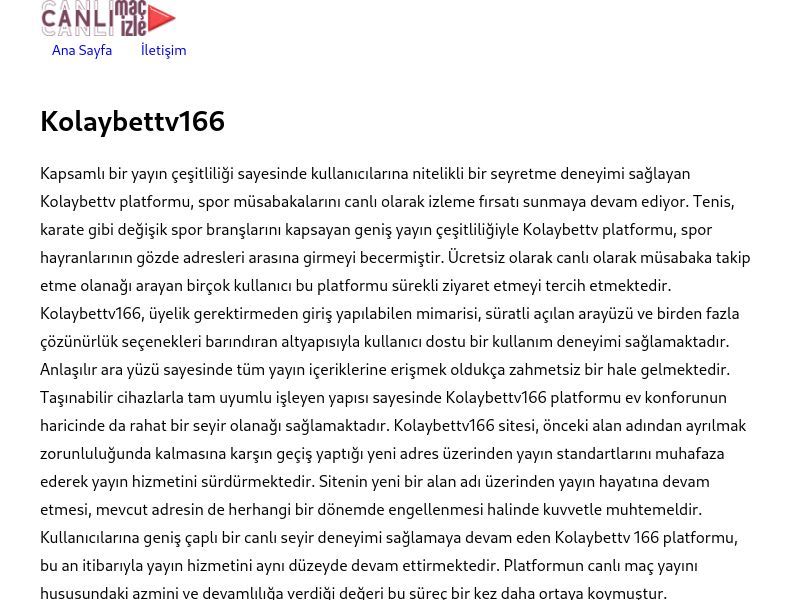 Kolaybettv166 Yeni Adres - Ekran Görüntüsü