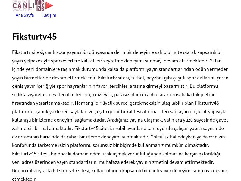 Fiksturtv45 Giriş Linki - Ekran Görüntüsü