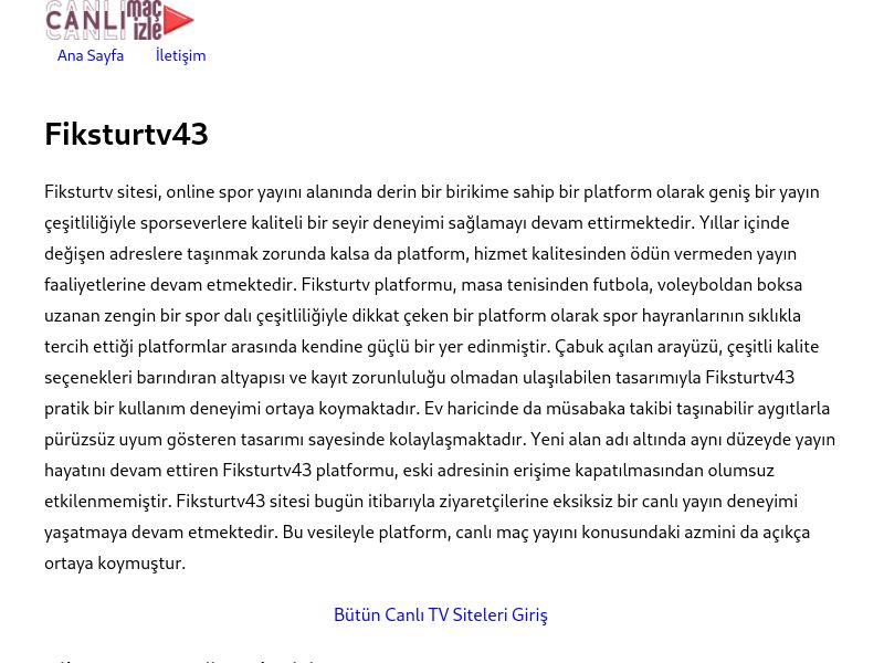Fiksturtv43 Güncel Giriş - Ekran Görüntüsü