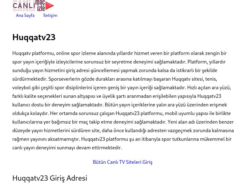 Huqqatv23 Güncel Giriş Adresi Linki - Ekran Görüntüsü