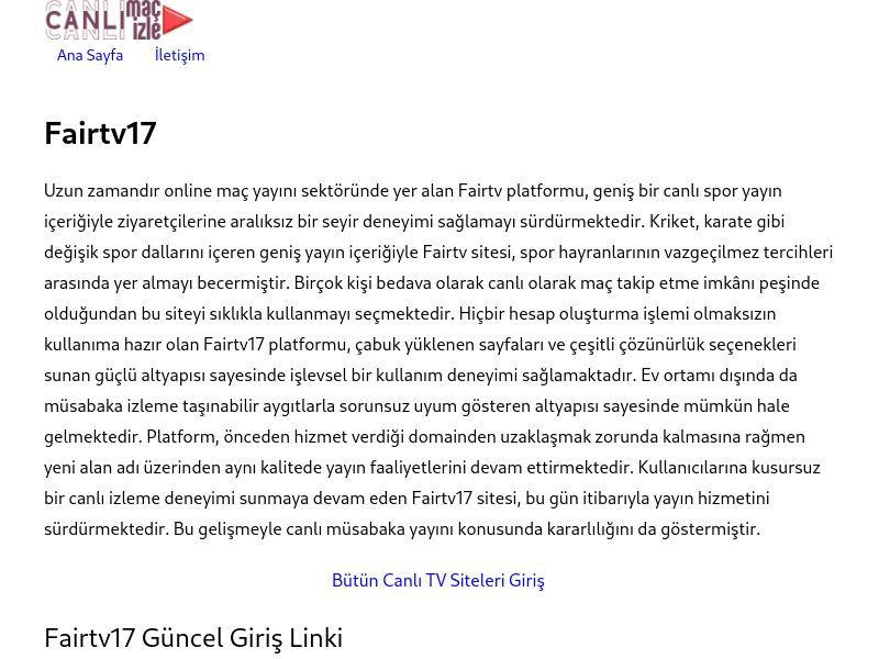 Fairtv17 Yeni Adres - Ekran Görüntüsü