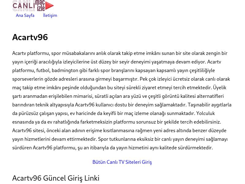 Acartv96 Yeni Adres - Ekran Görüntüsü