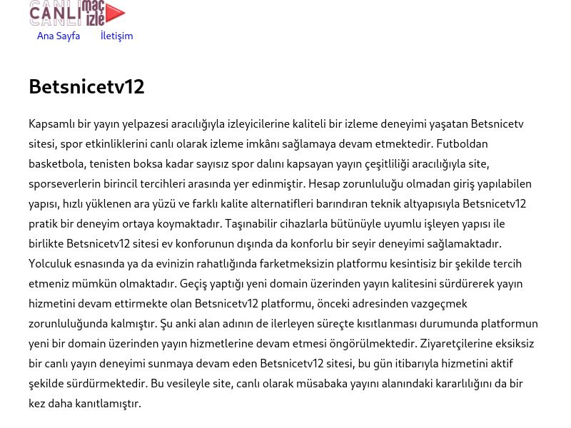 Betsnicetv12 Güncel Link - Ekran Görüntüsü