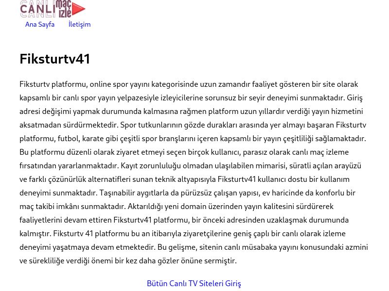 Fiksturtv41 Giriş Adresi - Ekran Görüntüsü