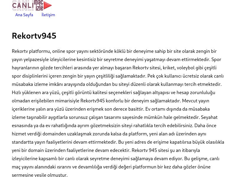 Rekortv945 Güncel Link - Ekran Görüntüsü