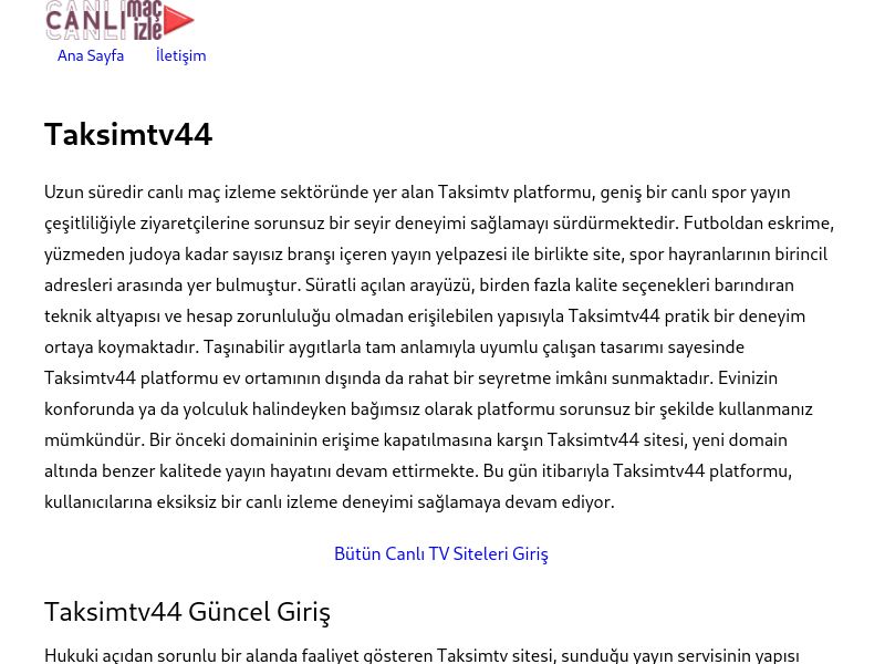 Taksimtv44 Güncel Giriş Adresi Linki - Ekran Görüntüsü
