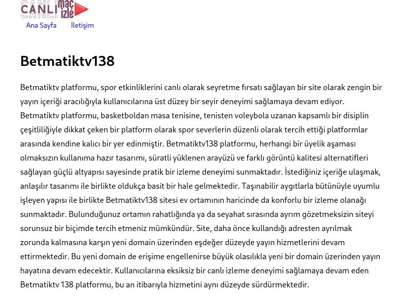 Betmatiktv138 Giriş Bilgileri - Ekran Görüntüsü
