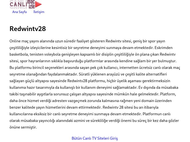 Redwintv28 Giriş Bilgileri - Ekran Görüntüsü