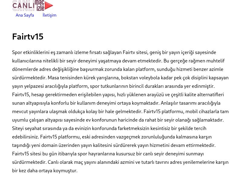 Fairtv15 Güncel Link - Ekran Görüntüsü