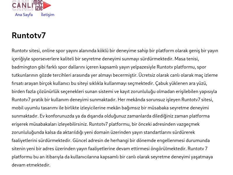 Runtotv7 Güncel Giriş Adresi Linki - Ekran Görüntüsü