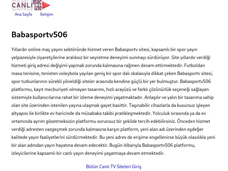 Babasportv506 Giriş Linki - Ekran Görüntüsü
