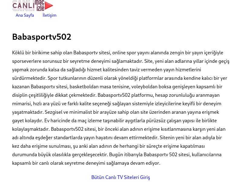 Babasportv502 Güncel Link - Ekran Görüntüsü