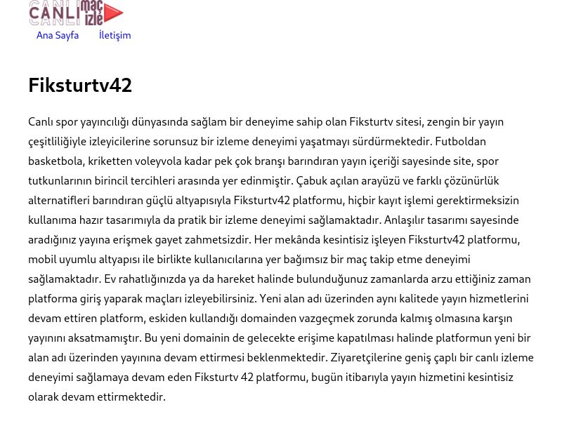 Fiksturtv42 Yeni Adres - Ekran Görüntüsü