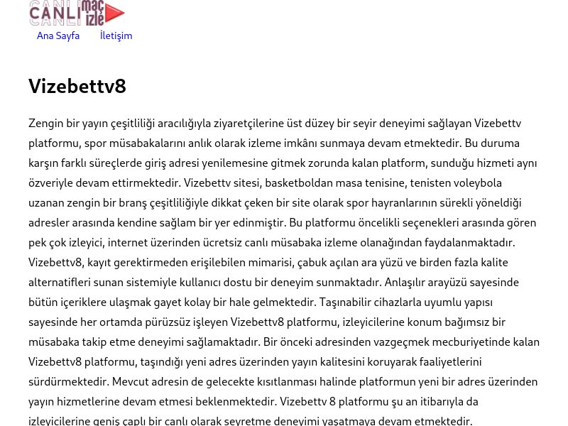 Vizebettv8 Yeni Adres - Ekran Görüntüsü