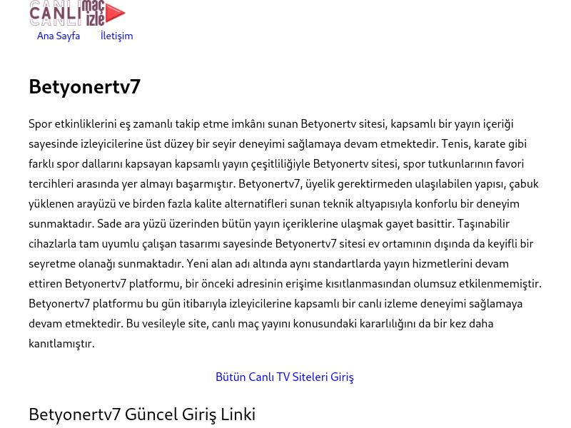 Betyonertv7 Güncel Giriş Adresi Linki - Ekran Görüntüsü