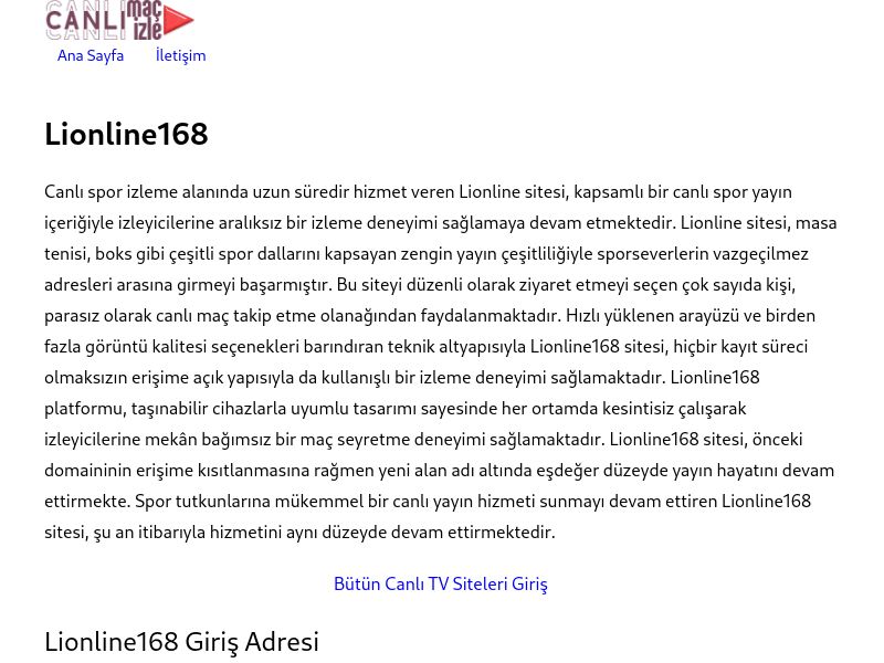 Lionline168 Giriş Adresi - Ekran Görüntüsü