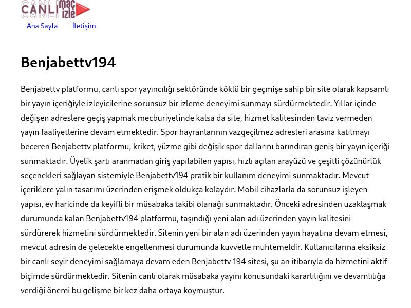 Benjabettv194 Güncel Giriş Adresi Linki - Ekran Görüntüsü