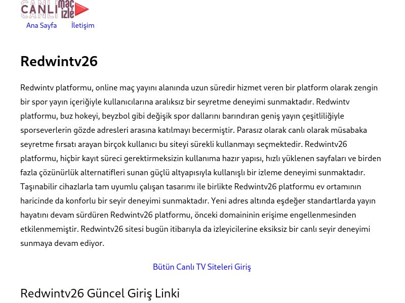 Redwintv26 Güncel Giriş Adresi Linki - Ekran Görüntüsü