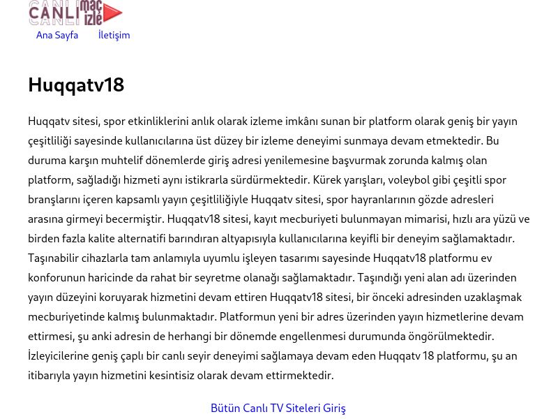 Huqqatv18 Güncel Giriş Adresi Linki - Ekran Görüntüsü