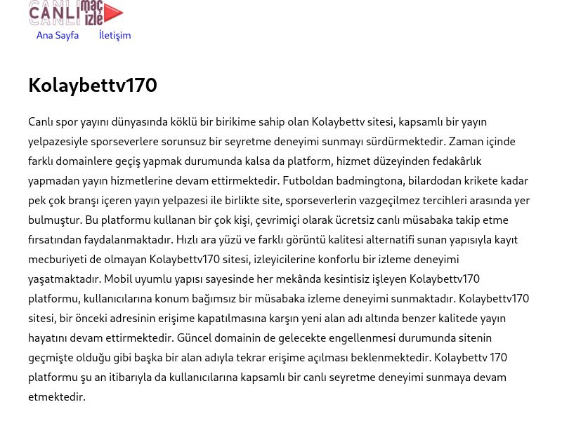 Kolaybettv170 Giriş Bilgileri - Ekran Görüntüsü