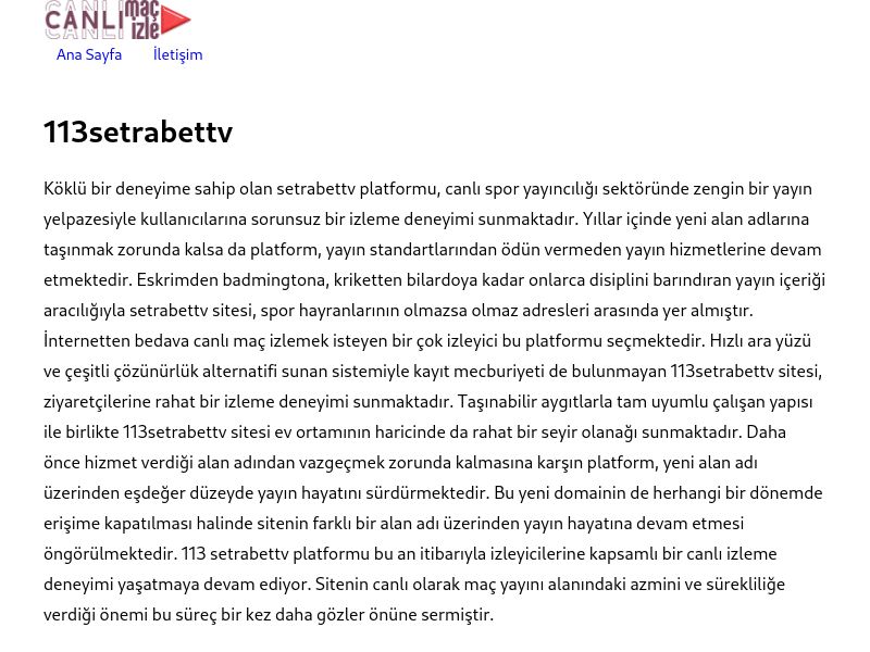 113setrabettv Güncel Giriş Adresi - Ekran Görüntüsü