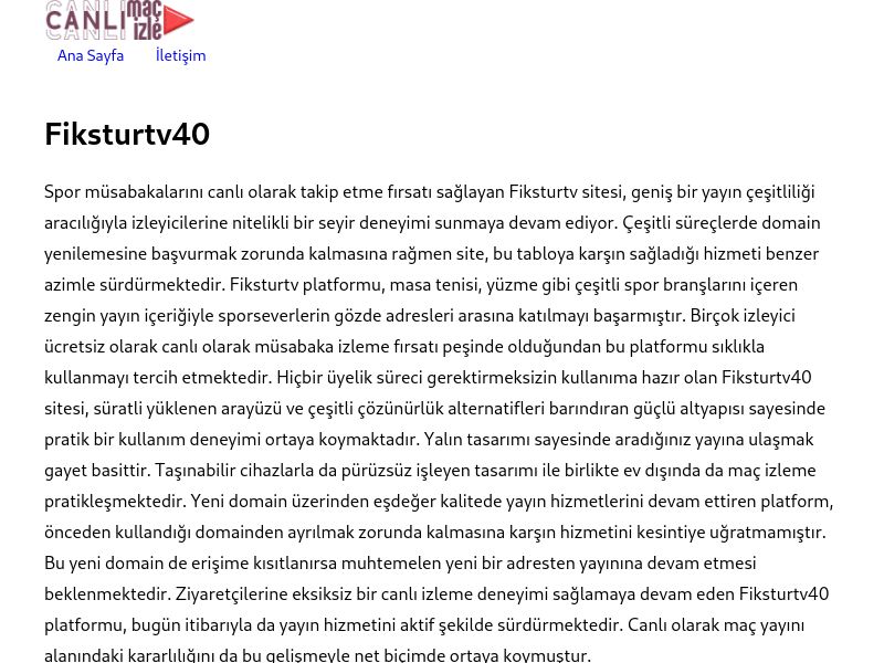Fiksturtv40 Giriş Bilgileri - Ekran Görüntüsü
