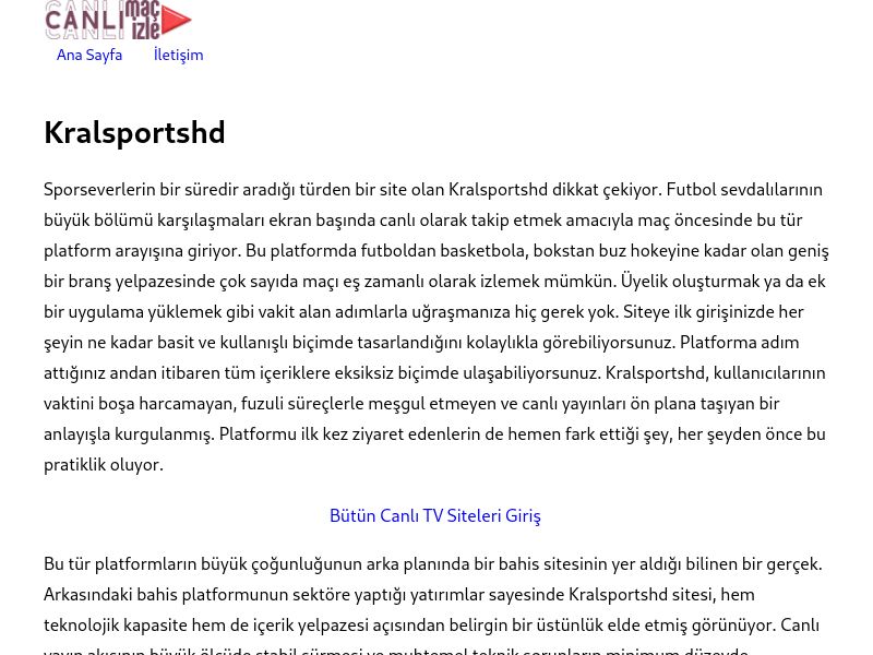 Kralsportshd Güncel Giriş Adresi - Ekran Görüntüsü