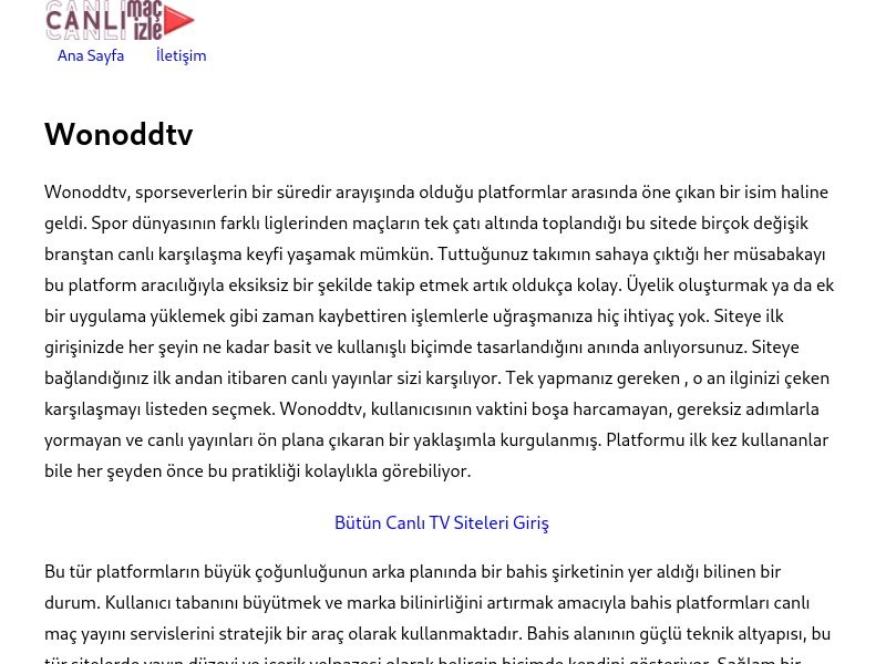 Wonoddtv Güncel Giriş Adresi Linki - Ekran Görüntüsü