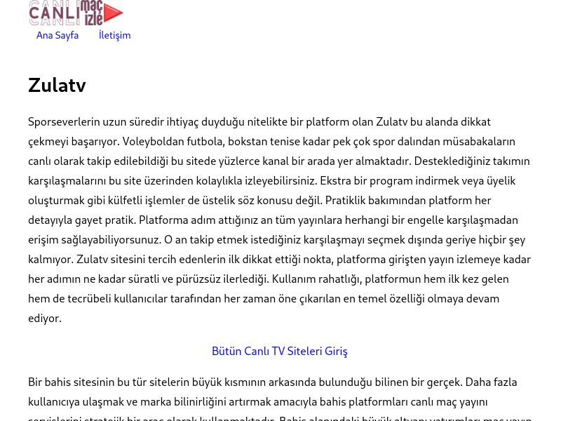 Zulatv Güncel Giriş Adresi Linki - Ekran Görüntüsü