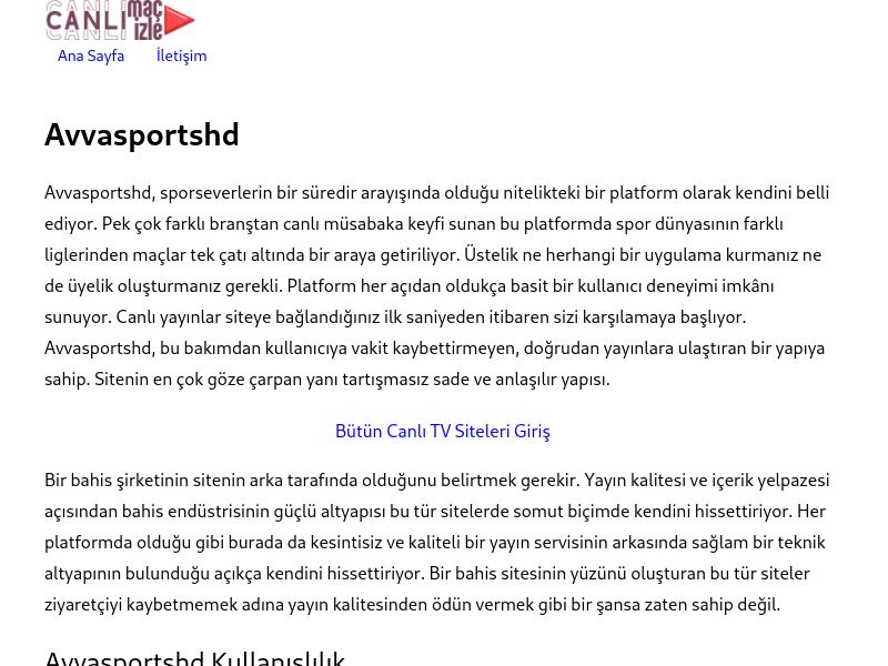 Avvasportshd Güncel Giriş - Ekran Görüntüsü