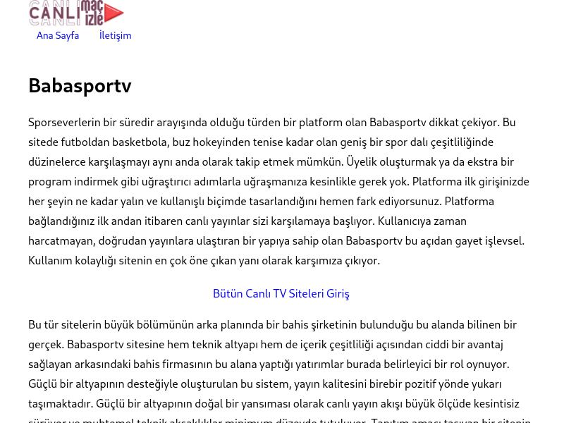 Babasportv Güncel Giriş Adresi Linki - Ekran Görüntüsü