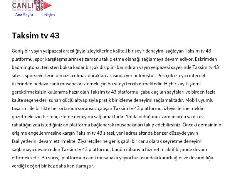 Taksim tv 43 Giriş Bilgileri - Ekran Görüntüsü