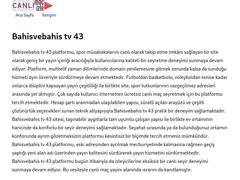 Bahisvebahis tv 43 Güncel Link - Ekran Görüntüsü