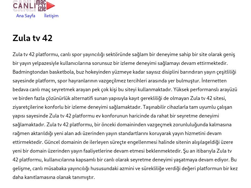 Zula tv 42 Güncel Giriş Adresi Linki - Ekran Görüntüsü