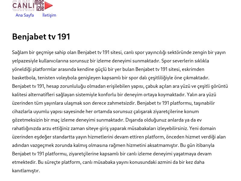 Benjabet tv 191 Giriş - Ekran Görüntüsü