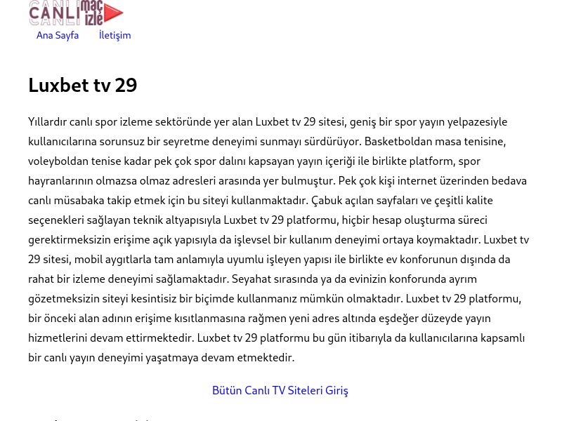 Luxbet tv 29 Güncel Giriş Adresi Linki - Ekran Görüntüsü