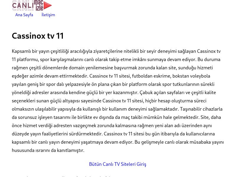 Cassinox tv 11 Güncel Giriş Adresi - Ekran Görüntüsü