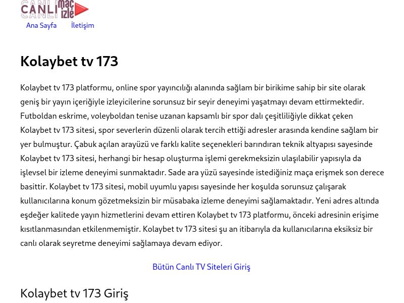 Kolaybet tv 173 Yeni Adres - Ekran Görüntüsü