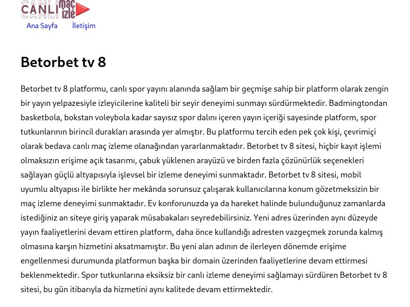 Betorbet tv 8 Yeni Adres - Ekran Görüntüsü