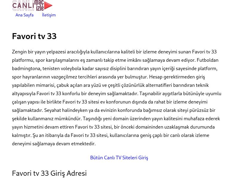 Favori tv 33 Güncel Giriş Adresi Linki - Ekran Görüntüsü