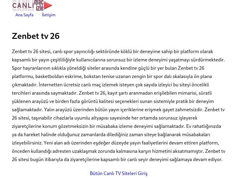 Zenbet tv 26 Güncel Link - Ekran Görüntüsü
