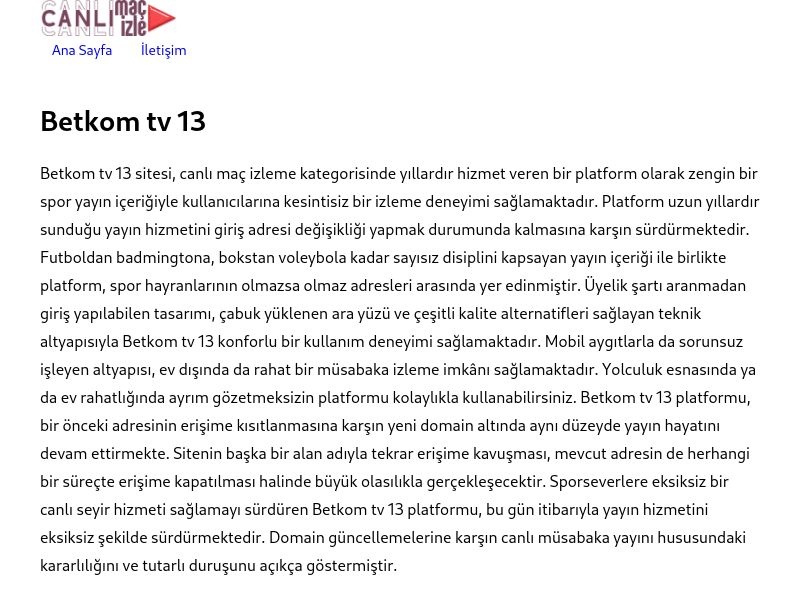 Betkom tv 13 Giriş Bilgileri - Ekran Görüntüsü
