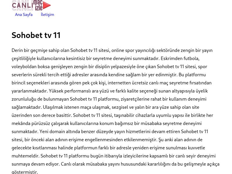 Sohobet tv 11 Güncel Giriş Adresi Linki - Ekran Görüntüsü