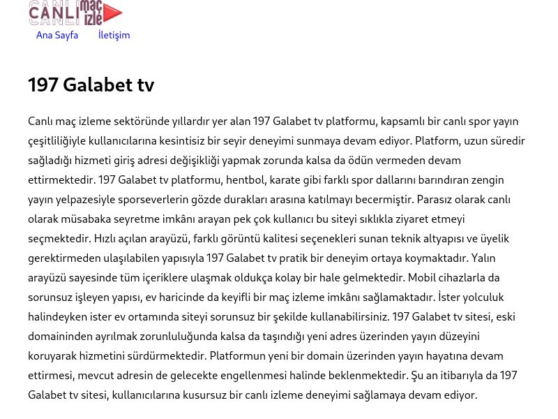 197 Galabet tv Giriş Bilgileri - Ekran Görüntüsü